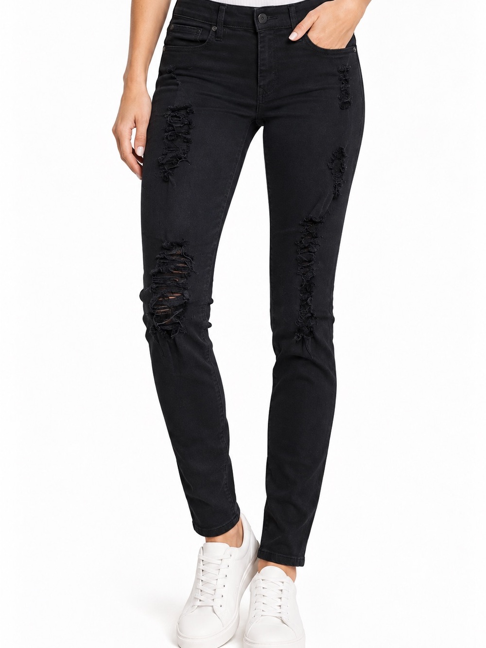 Express Black Distressed Jeggings - Slim Fit